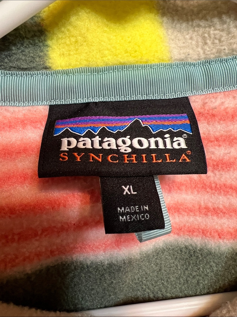 Patagonia Synchilla Pullover in Yellow, Coral & Gray Size XL❤️❤️ - Picture 4 of 5